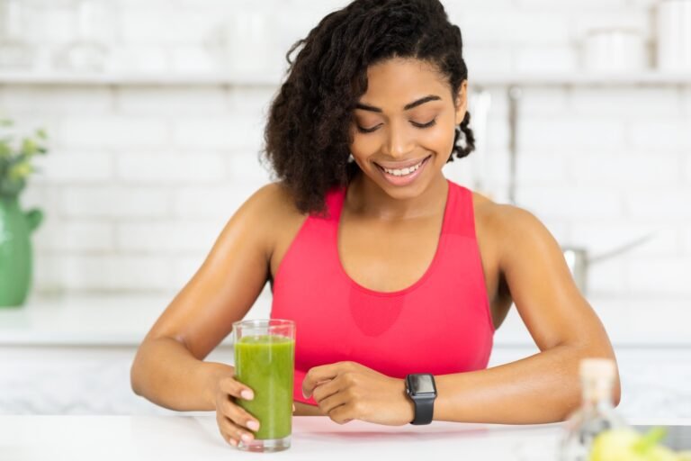 Fit Black Girl Drinking Delicious Detox Smoothie
